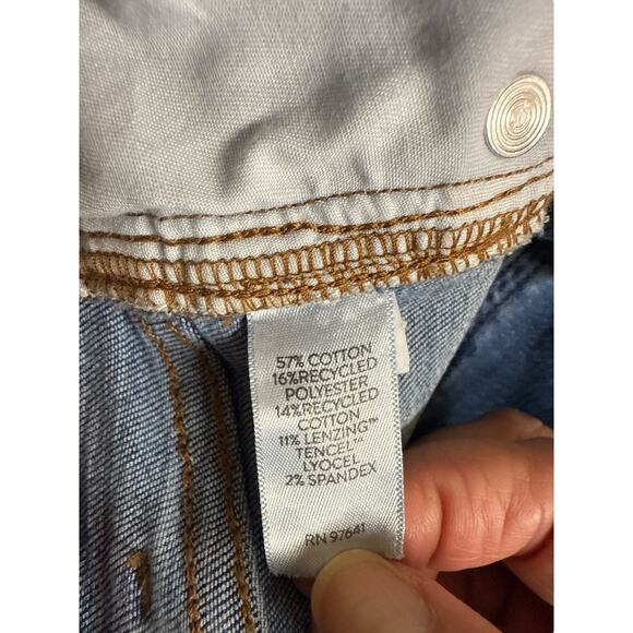 J. Jill Women's High Rise Wide Leg Cropped Denim Jeans Button Fly Size 14 Blue - Picture 5 of 6